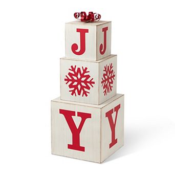 Glitzhome 32"h Christmas Wooden Block Joy Porch Sign Decor
