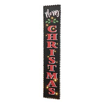 Glitzhome 42" H Lighted Christmas Porch Sign, Wooden Merry Christmas Vertical Wall Décor