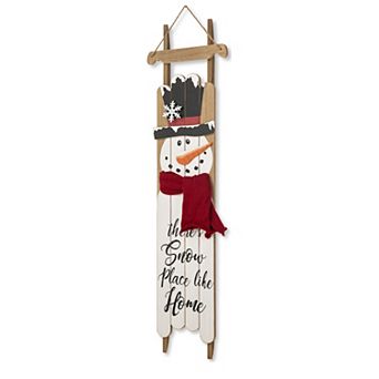 Glitzhome Wooden Welcome Porch Decor, Christmas Wall Hanging Snowman Sign