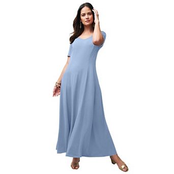 Jessica London Women's Plus Size Stretch Knit Sweetheart Maxi Dress