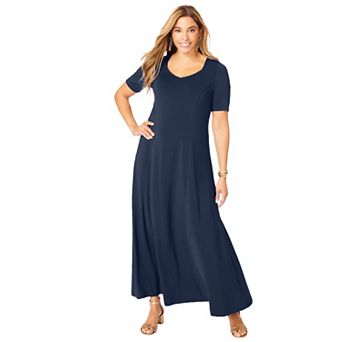 Jessica London Women's Plus Size Stretch Knit Sweetheart Maxi Dress