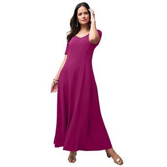 Jessica London Women's Plus Size Stretch Knit Sweetheart Maxi Dress