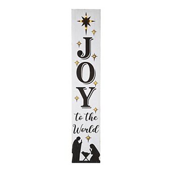 Glitzhome 42"H Lighted Wooden Nativity Porch Sign With Timer