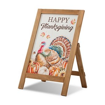 Glitzhome Thanksgiving and Fall Wooden Porch Sign / Standing Décor, 24”H