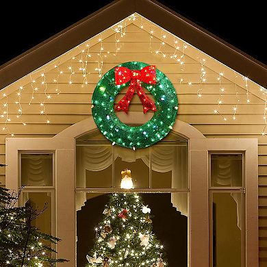 Glitzhome 35.5"h Lighted Christmas 3d Mesh Wreath