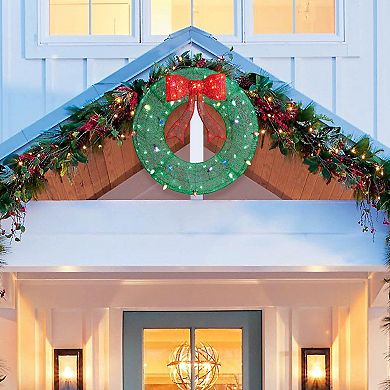 Glitzhome 35.5"h Lighted Christmas 3d Mesh Wreath