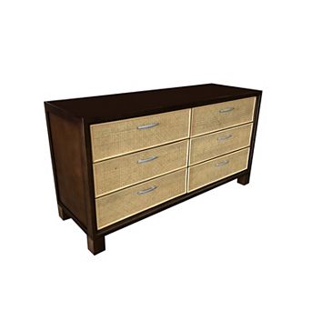 Elegant Cane Dresser 6 Drawer