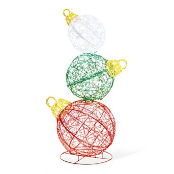 Glitzhome 39.25"h Lighted Christmas 3d Pvc Stacked Ornaments Outdoor Decor