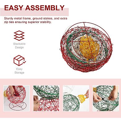 Glitzhome 39.25"h Lighted Christmas 3d Pvc Stacked Ornaments Outdoor Decor