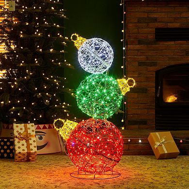Glitzhome 39.25"h Lighted Christmas 3d Pvc Stacked Ornaments Outdoor Decor