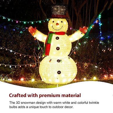 Glitzhome 47.25"h Lighted Christmas 3d Foldable Fabric Snowman Outdoor Decor