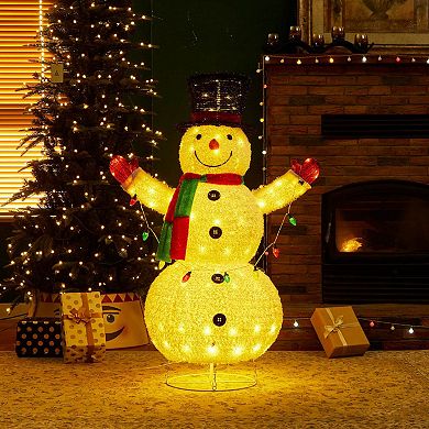 Glitzhome 47.25"h Lighted Christmas 3d Foldable Fabric Snowman Outdoor Decor