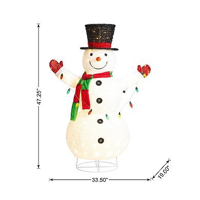 Glitzhome 47.25"h Lighted Christmas 3d Foldable Fabric Snowman Outdoor Decor