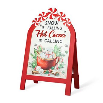 Glitzhome 24”H Christmas Wood Easel Porch Decor, Decorative A-Frame Freestanding Porch Sign