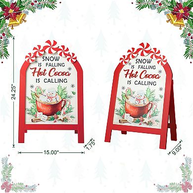 Glitzhome 24”H Christmas Wood Easel Porch Decor, Decorative A-Frame Freestanding Porch Sign