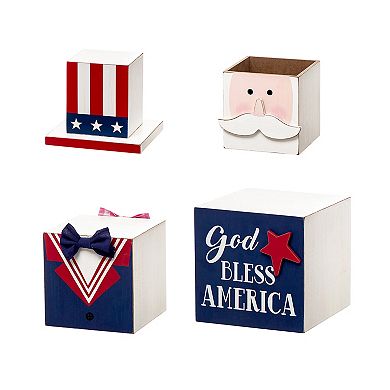 Glitzhome 24.5" H Patriotic/ Easter Double Sided Wooden Porch Decor, Easter Bunny & Uncle Sam