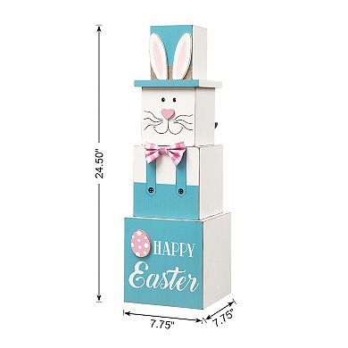 Glitzhome 24.5" H Patriotic/ Easter Double Sided Wooden Porch Decor, Easter Bunny & Uncle Sam