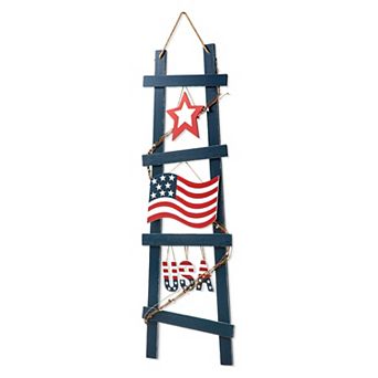 Glitzhome 36"h Patriotic Ladder-shaped "usa" Sign Porch Decor