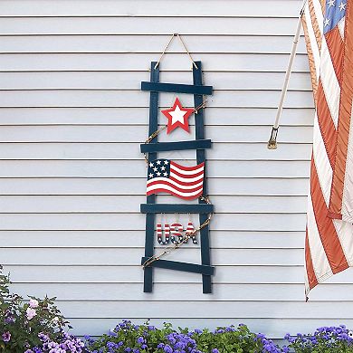 Glitzhome 36"h Patriotic Ladder-shaped "usa" Sign Porch Decor