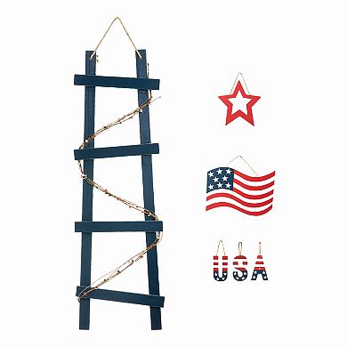 Glitzhome 36"h Patriotic Ladder-shaped "usa" Sign Porch Decor