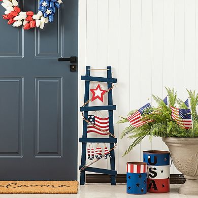 Glitzhome 36"h Patriotic Ladder-shaped "usa" Sign Porch Decor