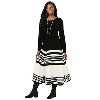 Jessica London Women's Plus Size Fit And Flare Sweater Dress