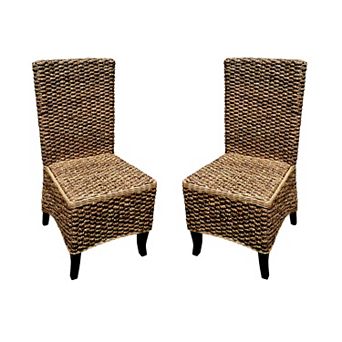 Mahogany Seagrass Dining Chair 2 pc Set