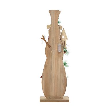 Glitzhome 36"h Christmas Lighted Wooden Snowman Porch Decor With Timer