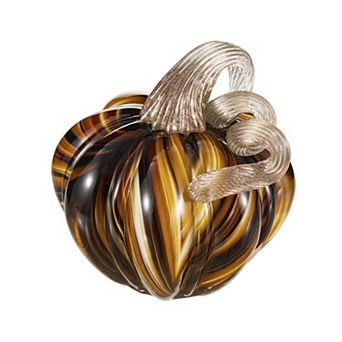 Glitzhome 4.5"D Glass Short Pumpkin, Hand Blown for Fall Decor