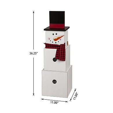 Glitzhome 36" H Fall/christmas Wooden Double Sided Snowman/scarecrow Porch Decor