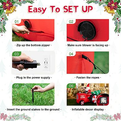 Glitzhome 11ft Lighted Inflatable Santa on Tractor Décor, Christmas Inflatable Yard Decor