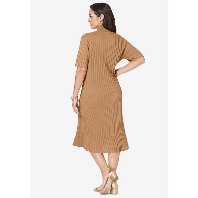 Jessica London Women's Plus Size Button Front Sweater Dress