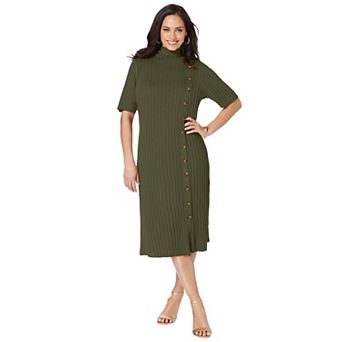 Jessica London Women's Plus Size Button Front Sweater Dress