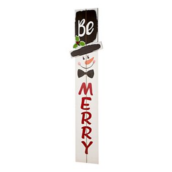 Glitzhome 42" H Wooden Welcome Sign Snowman Vertical Porch Decor