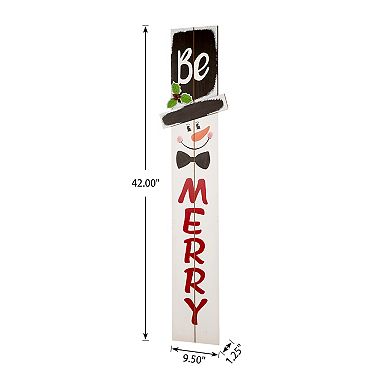 Glitzhome 42" H Wooden Welcome Sign Snowman Vertical Porch Decor