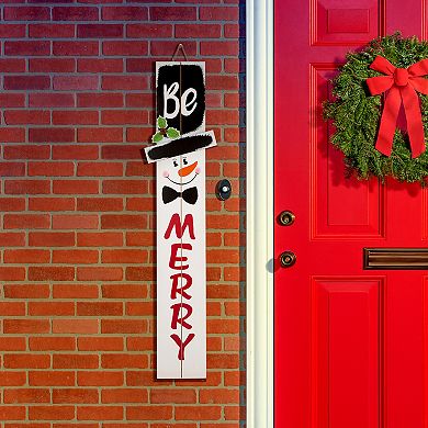 Glitzhome 42" H Wooden Welcome Sign Snowman Vertical Porch Decor