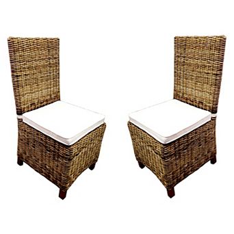 Rattan Wicker Dining Chair (set Of 2 Pcs)