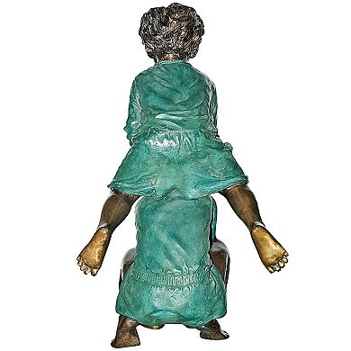 Leap Froggin Playing Boys Cast Bronze Garden Statue
