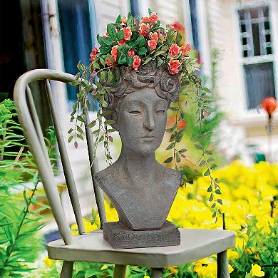 Flora, Roman Nymph Of Flowers Sculptural Head Planter