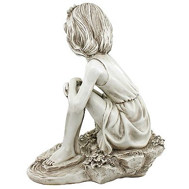 Pausing By The Pond Little Girl Garden Statue
