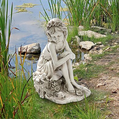 Pausing By The Pond Little Girl Garden Statue
