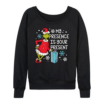 Women's Dr. Seuss Grinch My Presence French Terry Long Sleeve Tee