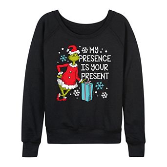 Women's Dr. Seuss Grinch My Presence French Terry Long Sleeve Tee