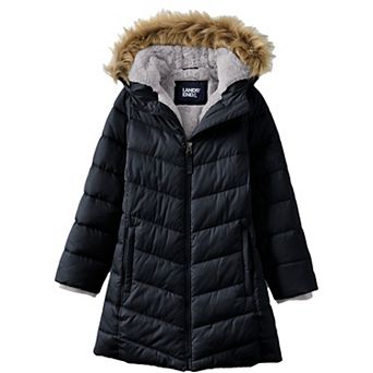 Girls 4-16 Lands' End Fleece Lined Hooded Puffer Coat