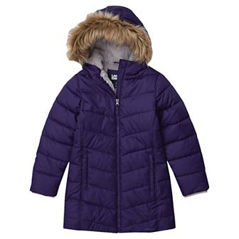 Girls 4-16 Lands' End Fleece Lined Hooded Puffer Coat