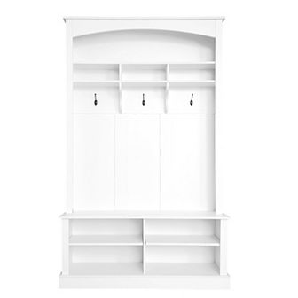 Merax Rectangle Coat Rack With Bench And Shoe Storage