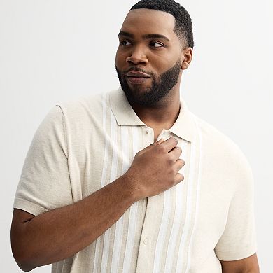 Big & Tall Apt. 9® Knit Short Sleeve Button Down Shirt