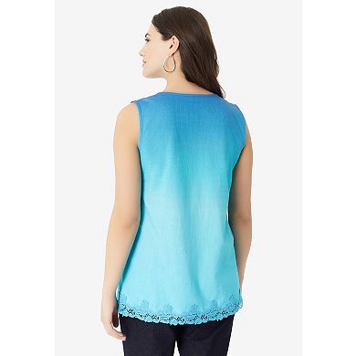 Roaman's Women's Plus Size Ombre Lace Tank
