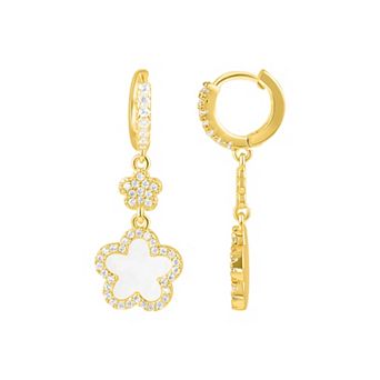 Adornia 14k Gold Tone Cubic Zirconia Clover Earrings