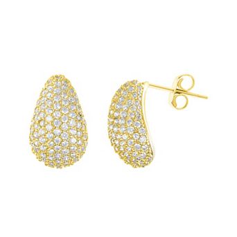Adornia 14k Gold Tone Cubic Zirconia Pave Teardrop Earrings